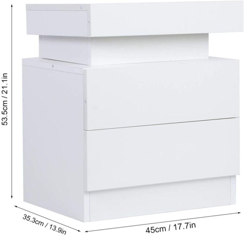 Modern White UV Gloss Bedside Table Nightstand Side Table for Living Room