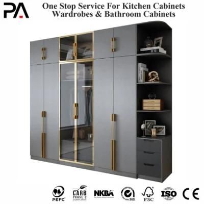 PA Wholesale Custom Wooden Modular Modern Walk in Closet Design Bedroom Wardrobe