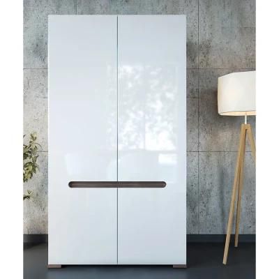 European Design White Glossy Bedroom Furniture 2 Door Wardrobe