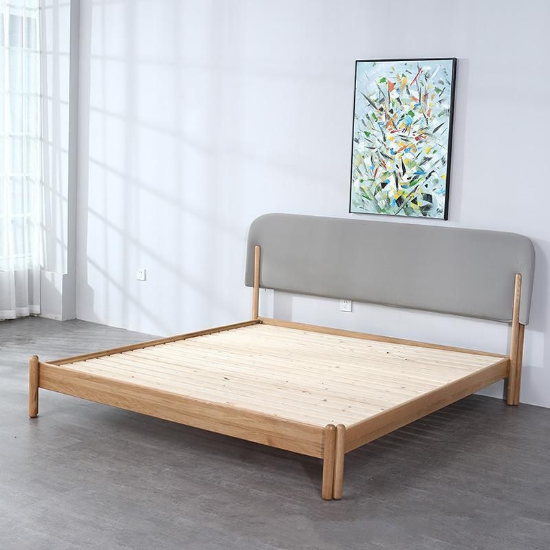 Bedroom Oak Double Pillar 1.8m Solid Wood Double Bed 0065