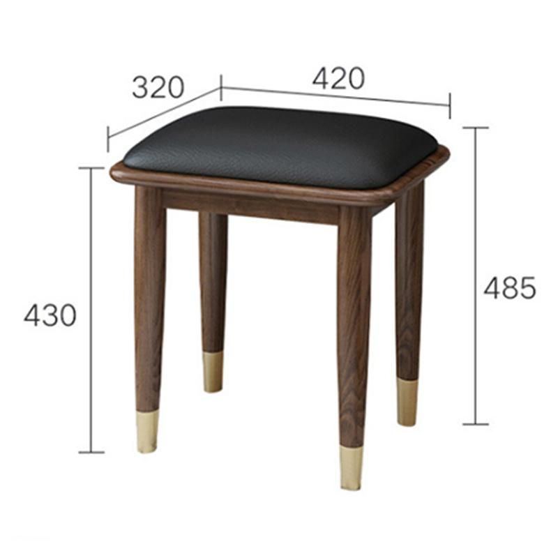 Solid Wood Nordic Japanese Style Ash Wood Dressing Stool Modern Bedroom Walnut Color Leather Art Household Makeup Stool Light Luxury Furniture 0026