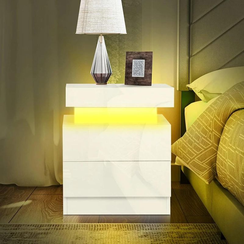 Most Popular Bedside Table Nightstand Side Table with Colorful LED Light for Living Room