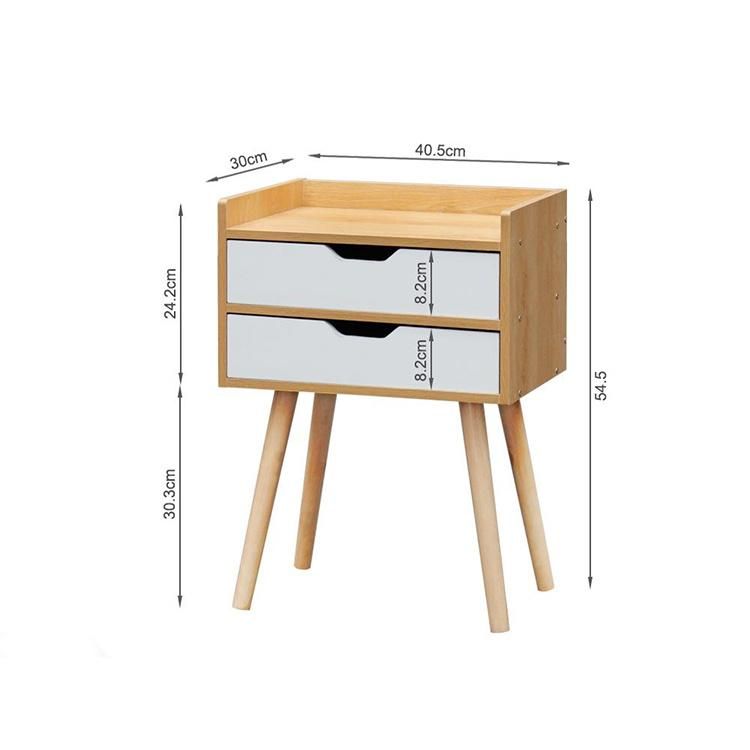Wood Nightstand with Two Drawers