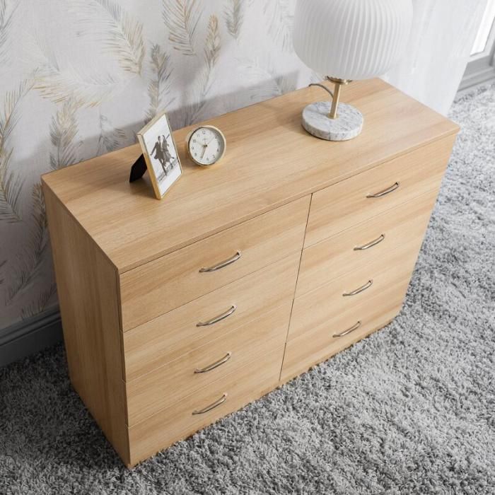 Wooden Oak Color Furniture Chest of 8 Drawers Sideboard Cabinet (HF-WF210725)