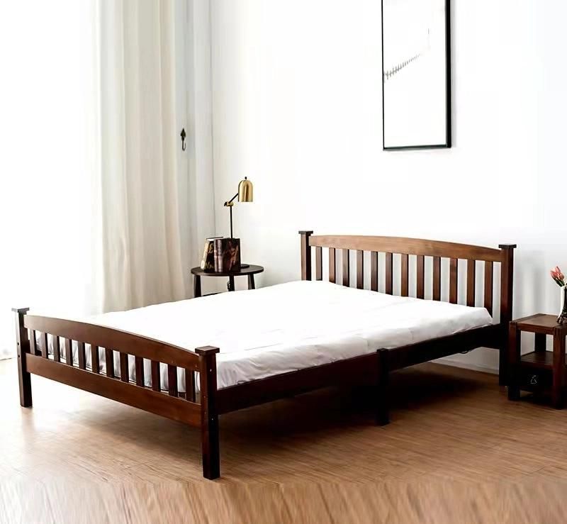 Modern Simple Bedroom Family Furniture Double Solid Wooden Vertical Bed