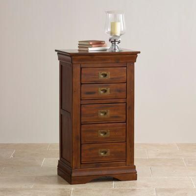 Rustic Vintage Oak Solid Wood 5 Drawer High Chest