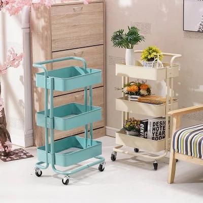 High Quality Home Kitchen Cart Metal 3-Tier Rolling Utility Cart