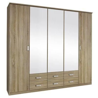 Factory Direct All Wood Mirror Door Closet Wardrobe with Drawer Storage (HF-WF0313)