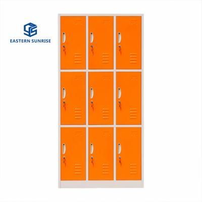 Colorful 3 Tiers Metal Storage Wardrobe with 9 Doors