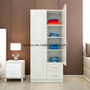 Bedroom Furniture MFC Wooden Panel 2door with Drawer Wardrobe