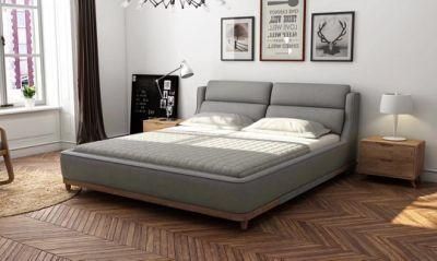Huayang Made in China Wholesale Wooden Fabric Bed Modern Furniture