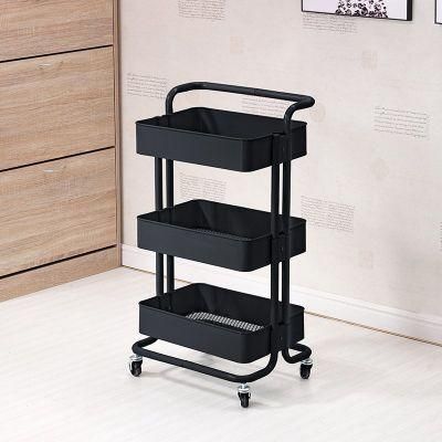 3 Tier Rolling Trolley Cart Storage Shelves Kitchen Bathroom Bedroom