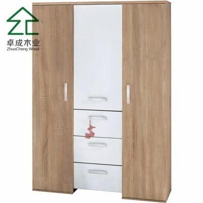 Wholesale Bedroom Wooden Wardrobe with Three Doors and Two Drawer