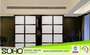 Exquisite PVC Overlaid Sliding Door with Leather for Wardrobe