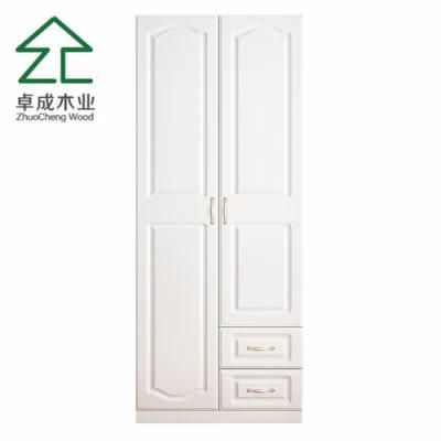 Warm White Double Door Double Drawer Wardrobe