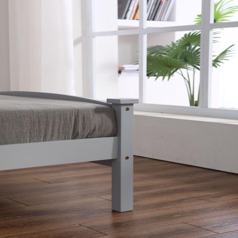 Bedroom Solid Wood Painted Grey Single Bed/Double Bed Child Bed K/D