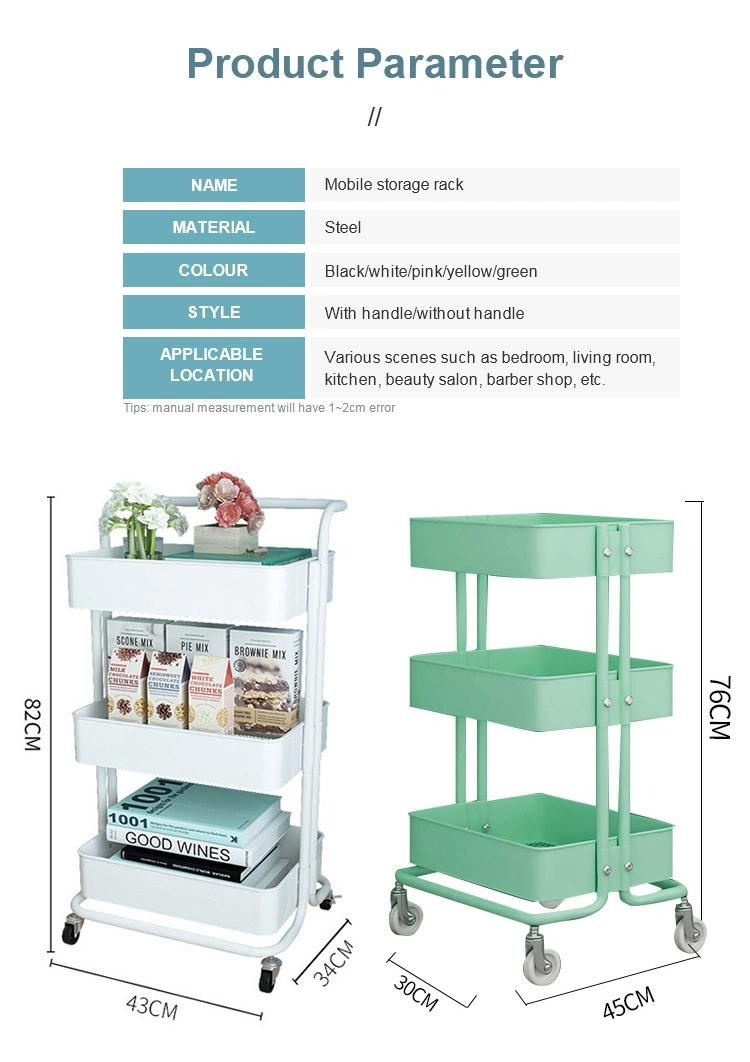 Steel Metal Food Cart Vegetable Rack Trolley Storage Kitchen