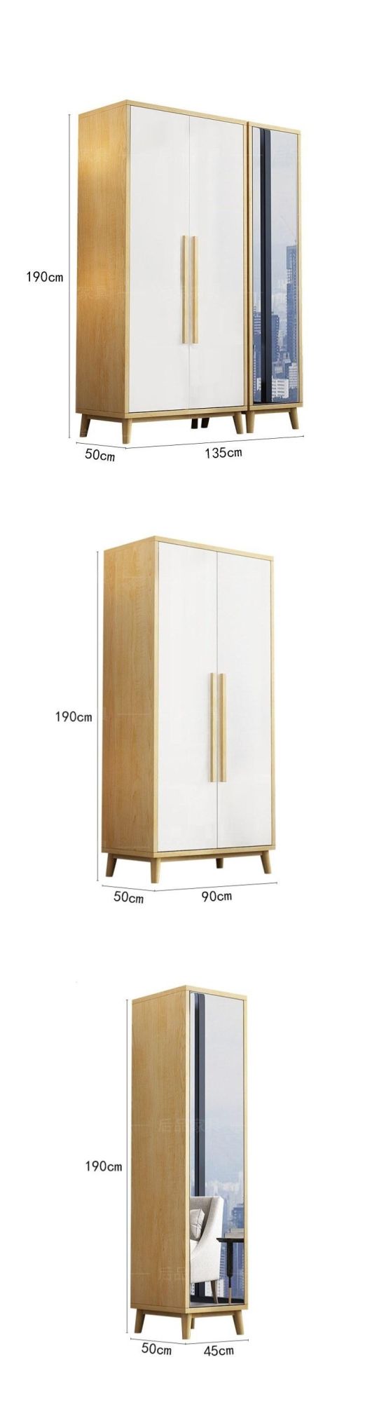 Nordic Minimalist Modern Wardrobe Panel Dressing Mirror Assembly Bedroom Wardrobe