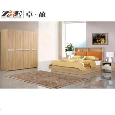 Modern Cheap Furniture Panel Design Orange Color Storage Bed Room Furniture Bedroom Set