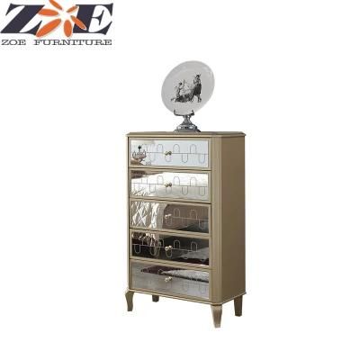 Modern MDF High Gloss PU Painting Golden Chest of Drawers