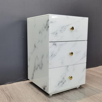 L40xw40xh64cm Customized Marble Glass MDF Mirror Nightstand