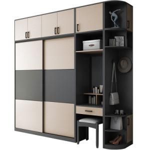 White Wooden Design Wardrobe Bedroom Sliding Door with Mirror High Gloss Wardrobe Closet