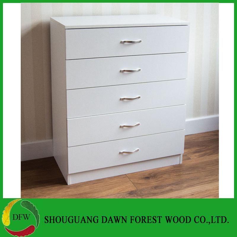 Chest of Drawers White 5 Drawer Metal Handles Runners