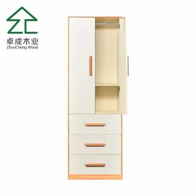 Wood Grain Cabinet White Flat Door Panel Closet with Handle