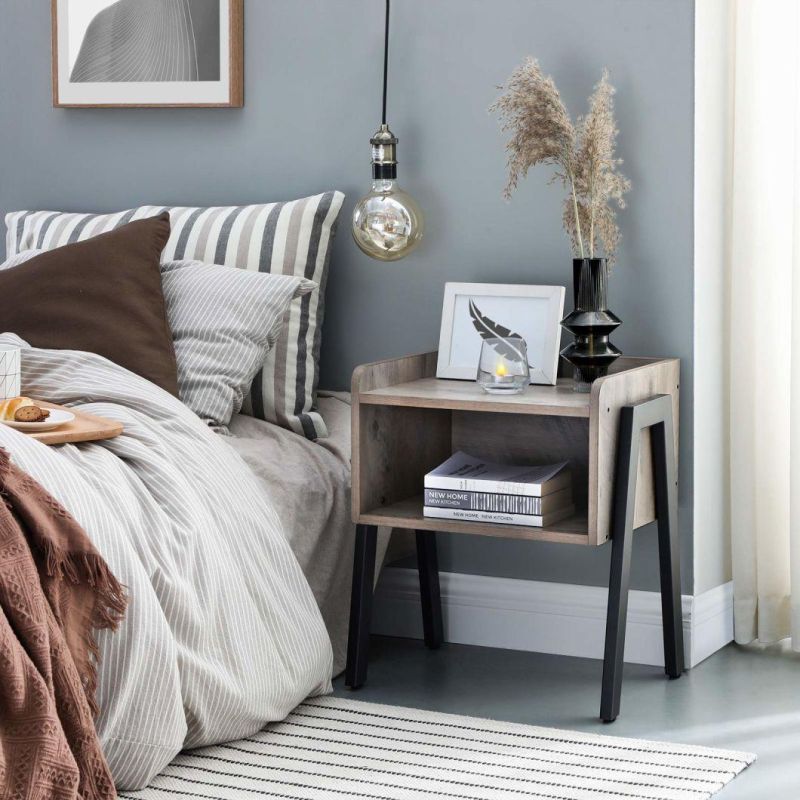Nova Industrial Accent Furniture Stackable End Table, Side Table for Small Spaces, Storage Compartment, Nightstand