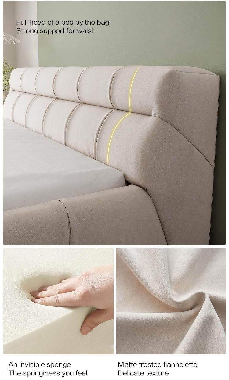 Linsy Simple Fashion Fabric Couch Bed Headboard Modern King Size Double Bed Ls662RC2