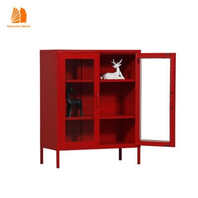 Save Space Double Swing Glass Door Cabinet for Home