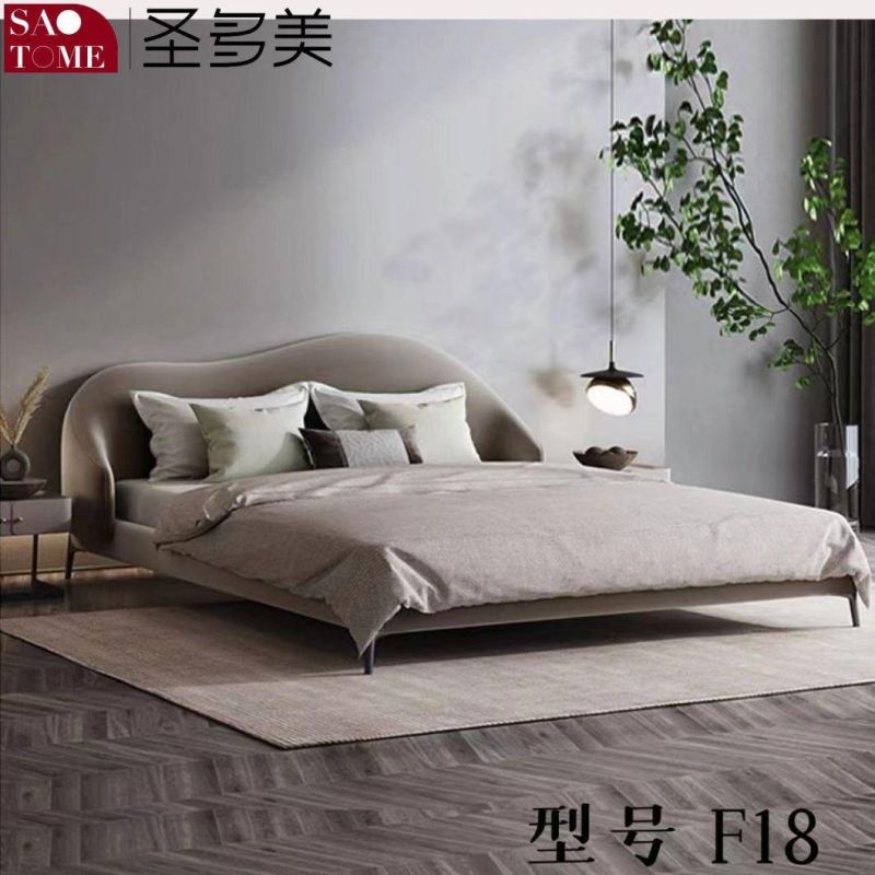 Modern Hotel Bedroom Furniture Cloud Style Matte Cloth Russian Imported Larch Double Bed