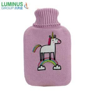 2021 Rubber Hot Water Bottle with Knitted Cover with Embroideried Patches