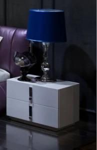 French Anquite Glossy White Nightstand