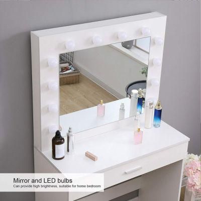 Dresser with Stools and Adjustable Three-Color LED Lights140*80*40cm