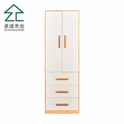 Wood Grain Color Cabinet Carcass White Two Flat Doors Closet