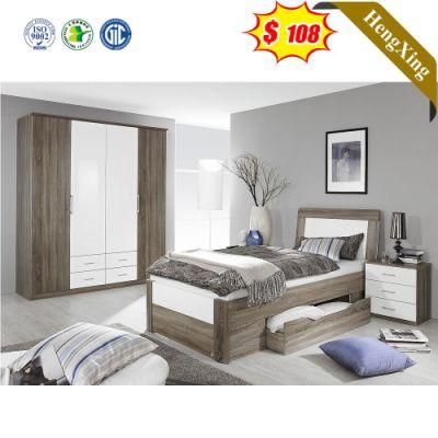 Modern Nordic Style High Backrest Light Wood Color Home Hotel Furniture Bedroom Single Kids Size Storage Bed
