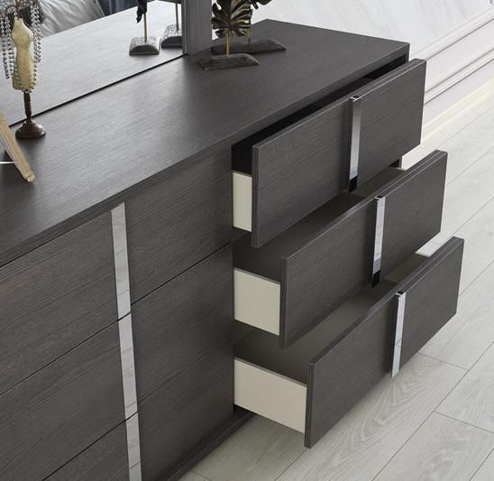 Nova Modern Matt Gray 4 Drawer Bedroom Furniture Dresser with Square Mirror