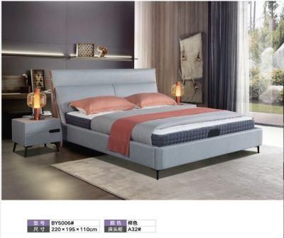 New Style Modern Wooden Home Hotel Bedroom Furniture Bedroom Set Wall Sofa Double Bed Leather King Bed (UL-BE5006)
