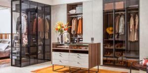 Modern Fashion Wood Grain with Glass Walk in Closet