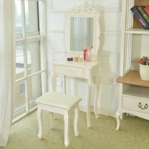 Ivory White Dresser Wooden MDF Dressing Table with Mirror Drawer Stool