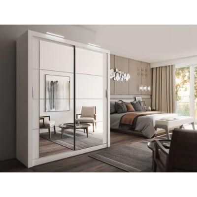 Bedroom Wooden Storage Wardrobe with Mirrored Sliding Doors