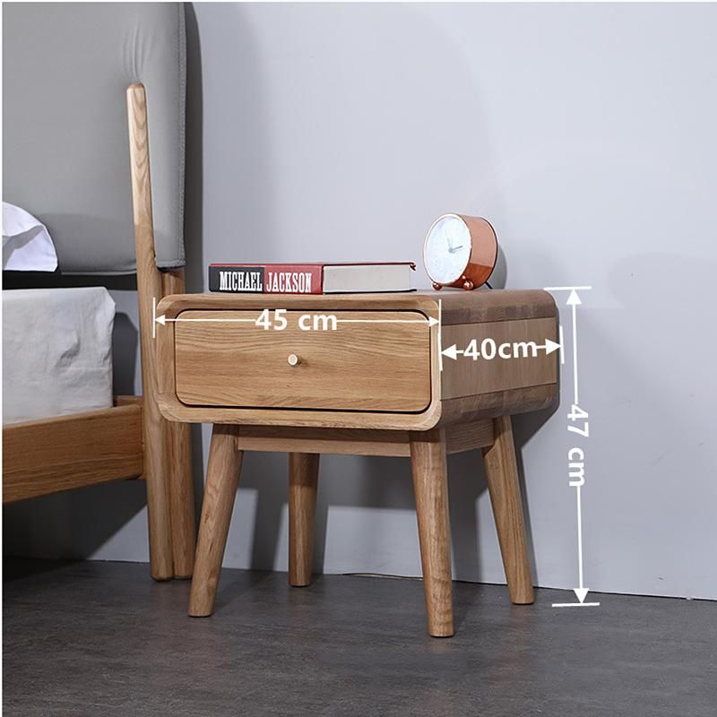 Modern Minimalist Solid Wood Nightstand Creative Home White Oak Nightstand 0102