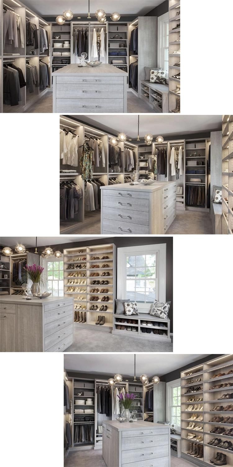 Custom Luxurious Laminate Walked in Wardrobe Bedroom Furniture