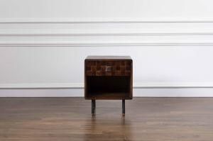 Antique Poplar Nightstand with Metal Feet