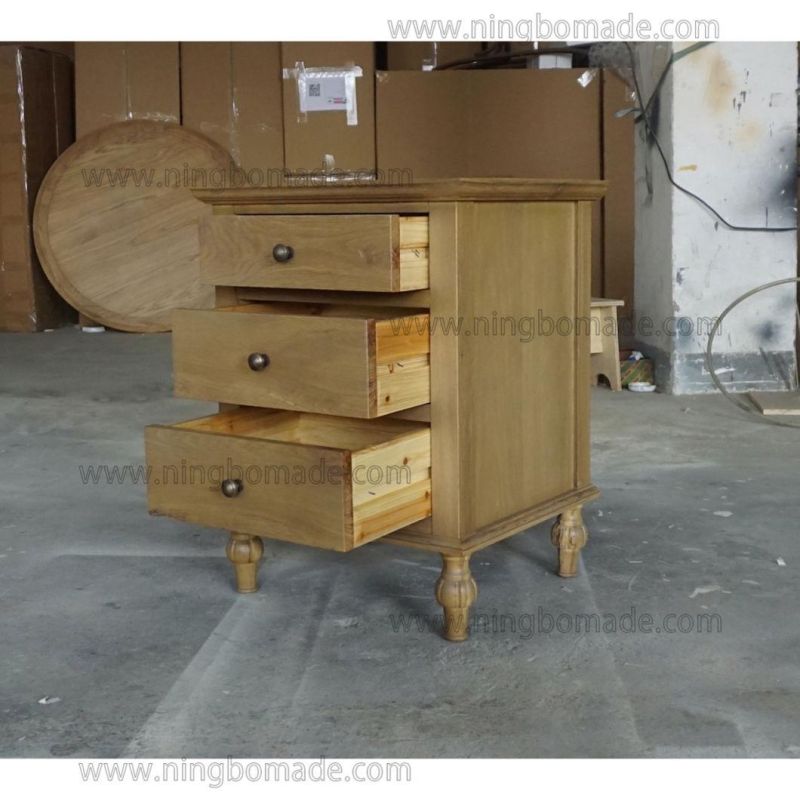 Vintage Provincial Rustic Furniture Aged Grey Oak Bedside Table