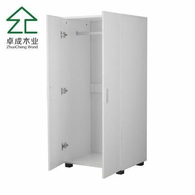 White Color Two Doors Closet with Hanging Rods