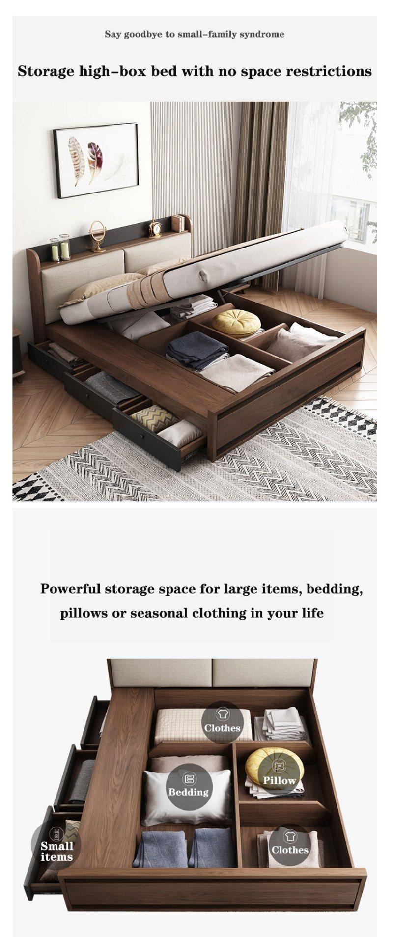 Wooden Bedroom Furniture Set Double King Size Storage Adult Bed