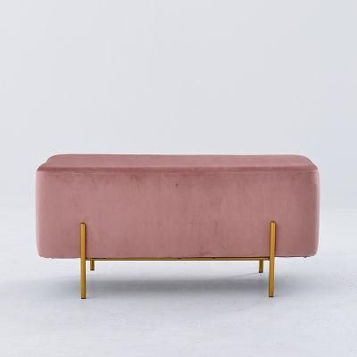 Luxury Furniture Velvet Stool Big Size Shoes Changing Long Stool Lounge Ottoman Bed Room Furniture Benches