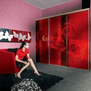 Oppein Modern Red Color Sliding Interior Wardrobe (OPY09-34)